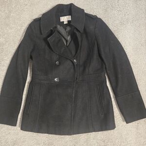 Women's Black Double-Breasted Coat